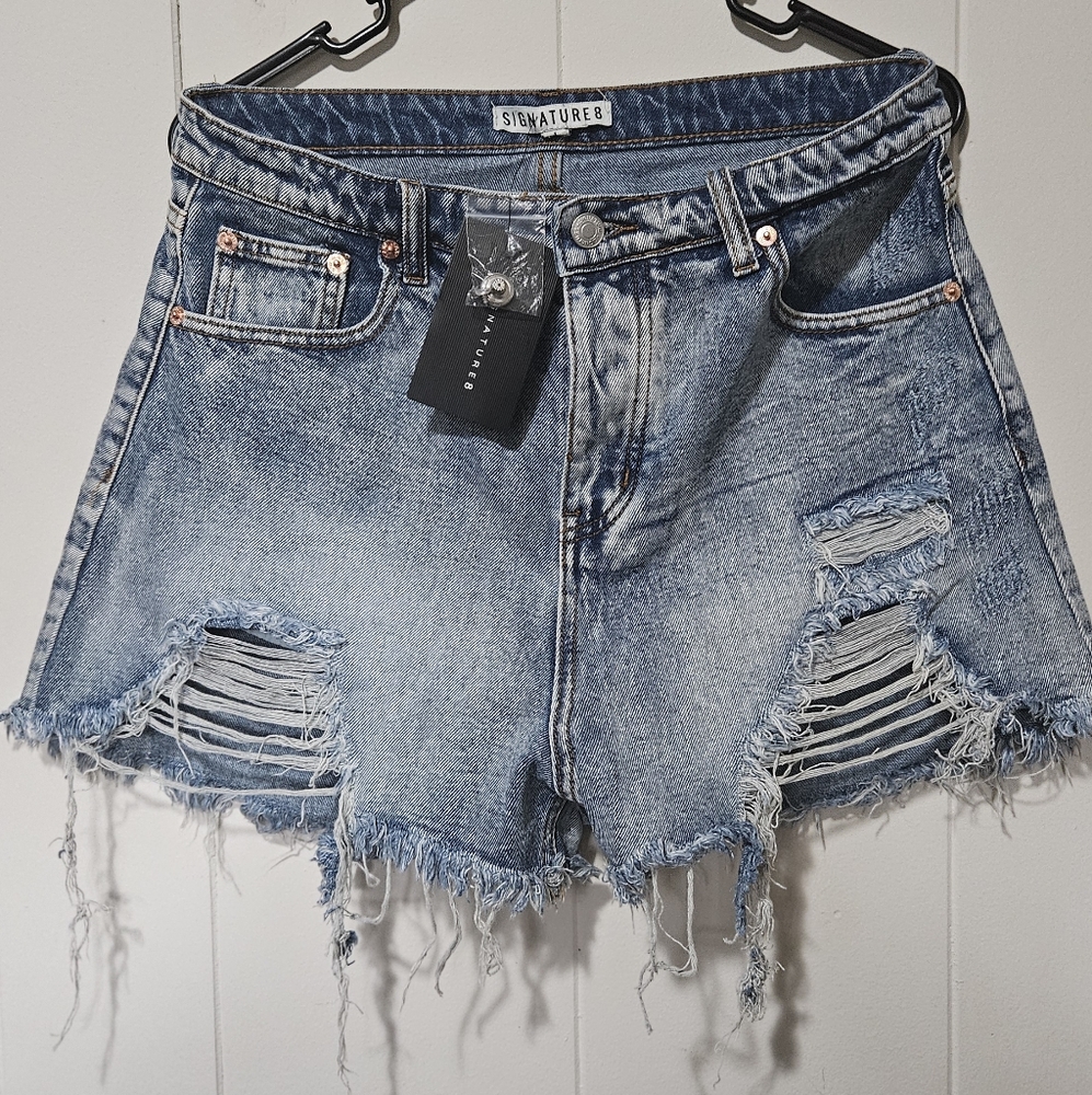 High waisted denim shorts